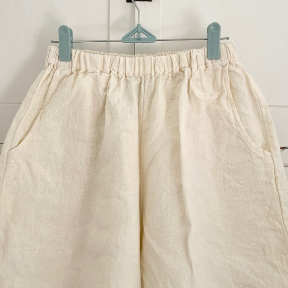 Vintage FLAX by Jeanne Engelhart Linen Pull-On Shorts Natural Elastic Waist S - Picture 2 of 5